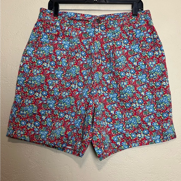 Cherokee Pants - Vintage Cherokee women moms high rise front‎ pleated floral multicolor shorts 14